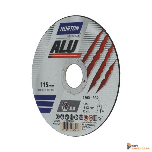 nortonschleifmittel/NORTON_schleifmittel_66252828236 Flat cutting off wheel Angle Grinder Norton ALU-ALU-115x1x22.23_188193